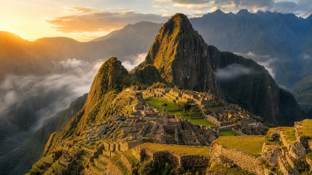 Machu Picchu envuelto en neblina durante la temporada de lluvias